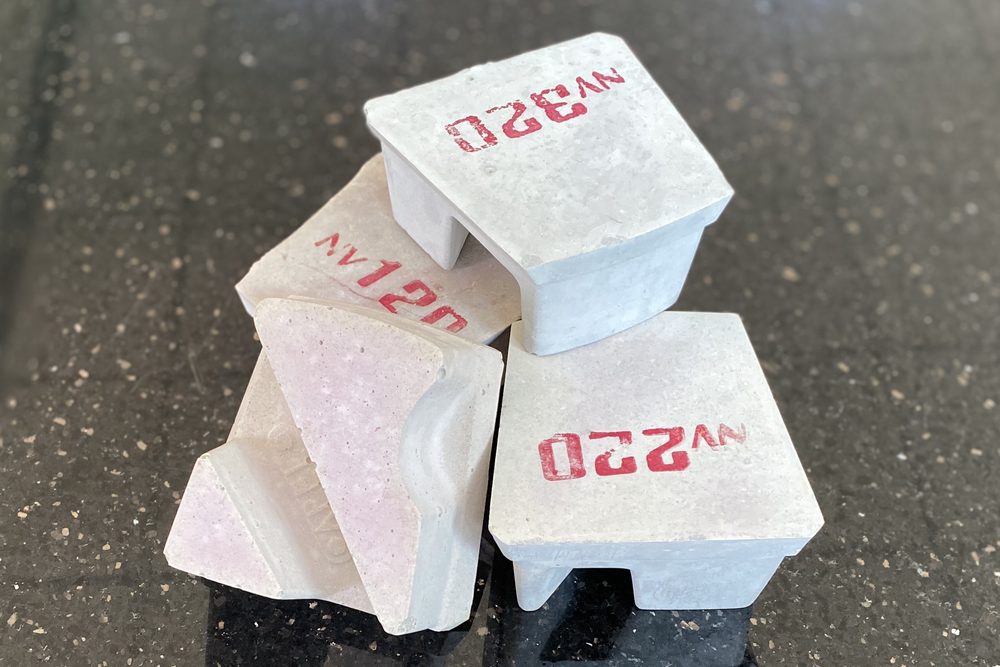 APEL NV 02 velox abrasives — NV 320, NV 220 and AV 12U blocks
